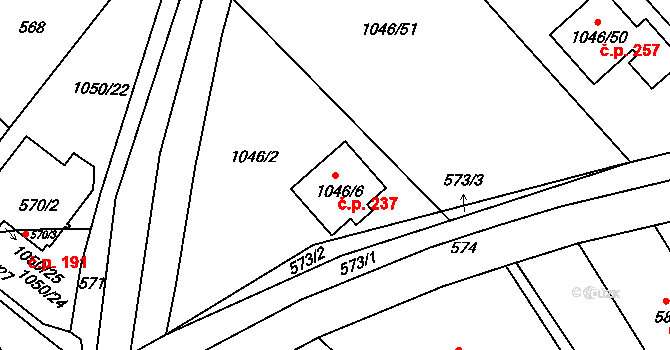 Chudčice 237 na parcele st. 1046/6 v KÚ Chudčice, Katastrální mapa