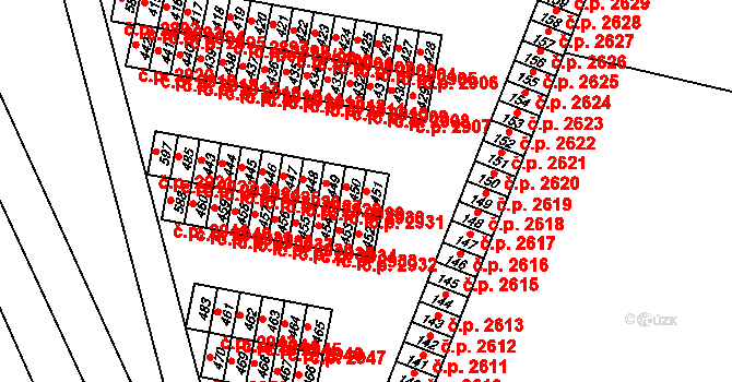 Brníčko 2931, Uničov na parcele st. 451 v KÚ Brníčko, Katastrální mapa