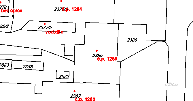 Děčín I-Děčín 1259, Děčín na parcele st. 2385 v KÚ Děčín, Katastrální mapa