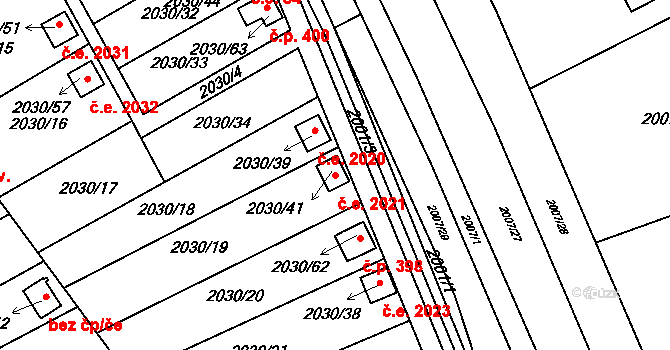 Brňany 2021, Vyškov na parcele st. 2030/41 v KÚ Vyškov, Katastrální mapa