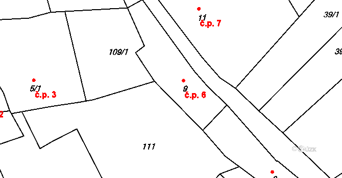 Kobylí a Plchov 6, Bystřice na parcele st. 9 v KÚ Kobylí, Katastrální mapa