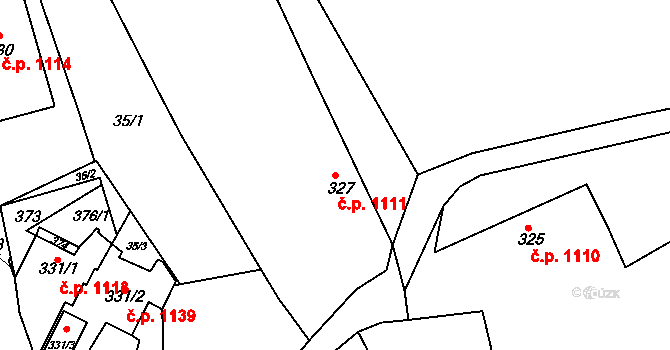 Bratrušín 1111, Bystřice nad Pernštejnem na parcele st. 327 v KÚ Bratrušín, Katastrální mapa