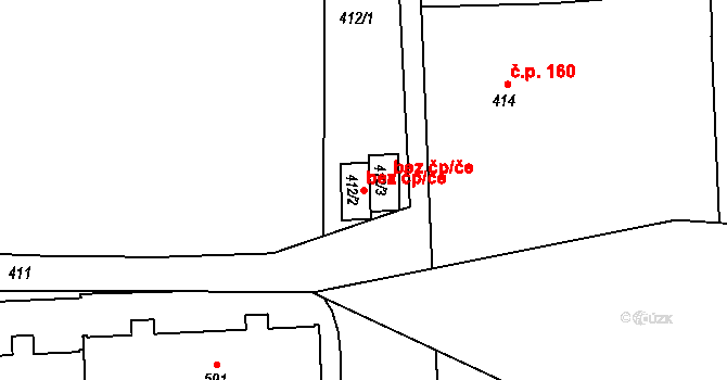 Hronov 40102564 na parcele st. 412/2 v KÚ Hronov, Katastrální mapa