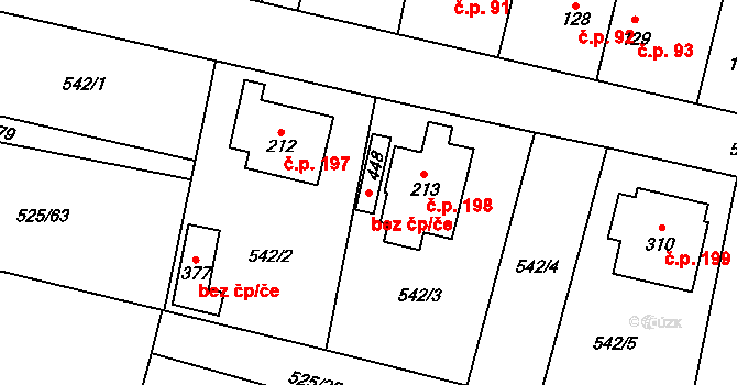 Černožice 40264564 na parcele st. 448 v KÚ Černožice nad Labem, Katastrální mapa
