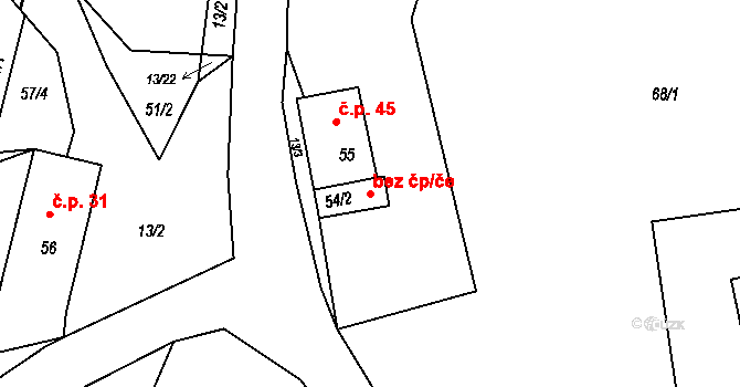 Kozly 41213564 na parcele st. 54/2 v KÚ Kozly u České Lípy, Katastrální mapa