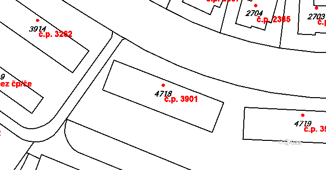 Zlín 3901 na parcele st. 4718 v KÚ Zlín, Katastrální mapa