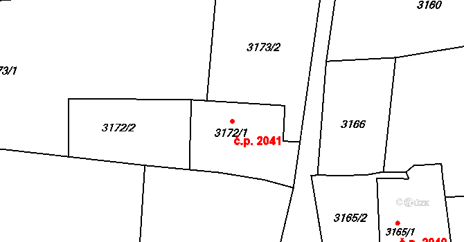 Prostřední Dvůr 2041, Vítkov na parcele st. 3172/1 v KÚ Vítkov, Katastrální mapa