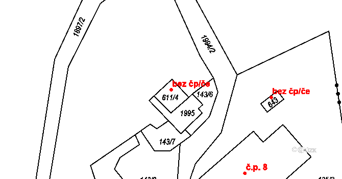 Lučany nad Nisou 44216564 na parcele st. 611/4 v KÚ Horní Maxov, Katastrální mapa