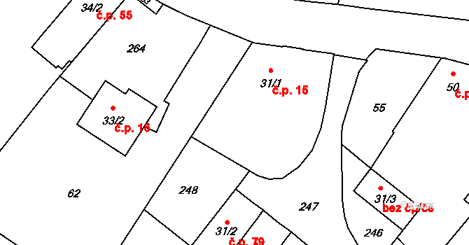 Milostovice 15, Opava na parcele st. 31/1 v KÚ Milostovice, Katastrální mapa