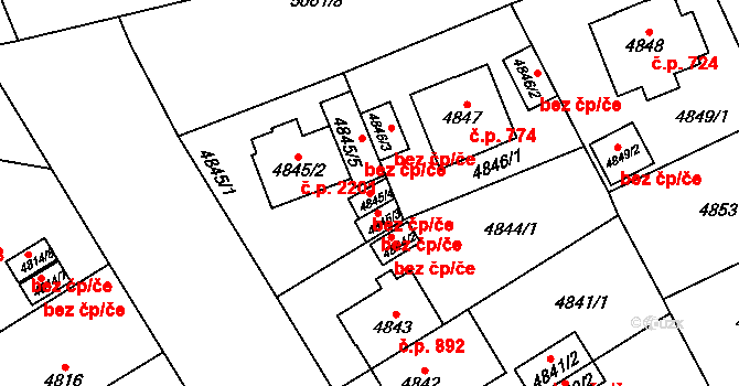 Plzeň 46276564 na parcele st. 4845/4 v KÚ Plzeň, Katastrální mapa