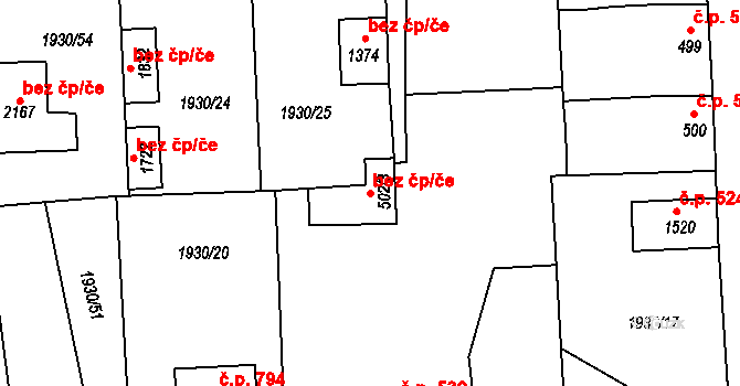 Hrušovany nad Jevišovkou 47480564 na parcele st. 502/3 v KÚ Hrušovany nad Jevišovkou, Katastrální mapa