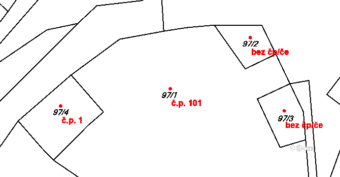 Lukavec 101, Fulnek na parcele st. 97/1 v KÚ Lukavec u Bílovce, Katastrální mapa