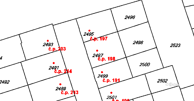 Pražské Předměstí 198, Vysoké Mýto na parcele st. 2497 v KÚ Vysoké Mýto, Katastrální mapa