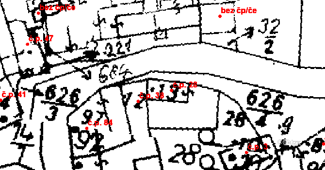Přelíc 28 na parcele st. 13 v KÚ Přelíc, Katastrální mapa