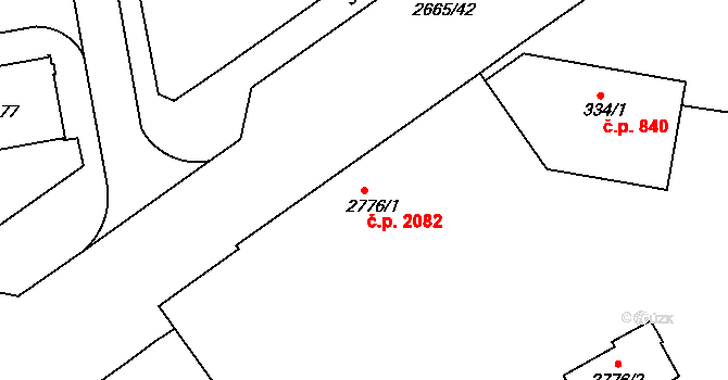 Zelené Předměstí 2082, Pardubice na parcele st. 2776/1 v KÚ Pardubice, Katastrální mapa