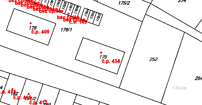 Kunštát 434 na parcele st. 179 v KÚ Kunštát na Moravě, Katastrální mapa