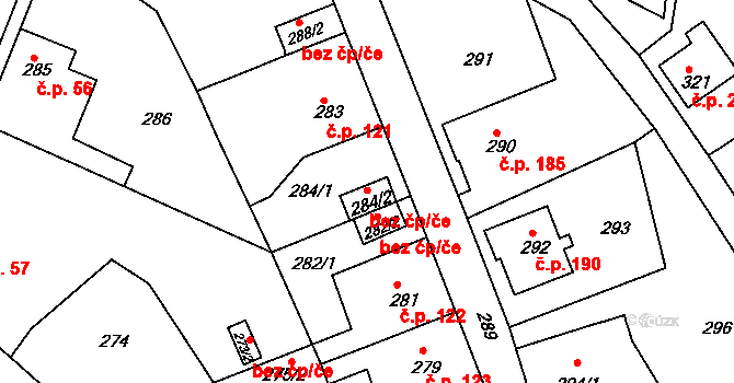 Děčín 78399564 na parcele st. 284/2 v KÚ Boletice nad Labem, Katastrální mapa