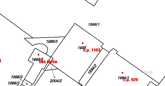 Kopřivnice 1153 na parcele st. 1995 v KÚ Kopřivnice, Katastrální mapa