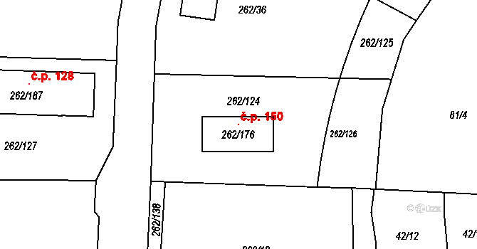 Týn 150, Lomnice na parcele st. 262/176 v KÚ Týn u Lomnice, Katastrální mapa