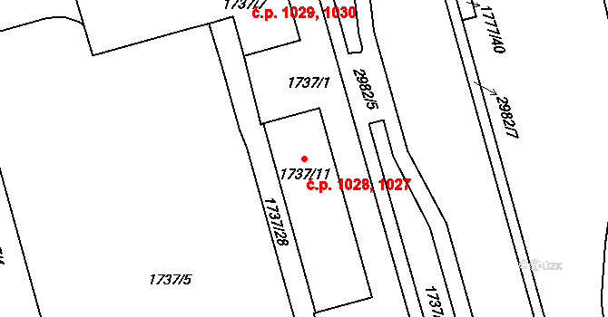 Rychnov nad Kněžnou 1027,1028 na parcele st. 1737/11 v KÚ Rychnov nad Kněžnou, Katastrální mapa