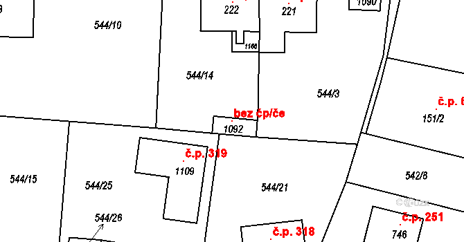 Bašť 98366564 na parcele st. 1092 v KÚ Bašť, Katastrální mapa