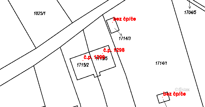 Lovosice 1298 na parcele st. 1715/5 v KÚ Lovosice, Katastrální mapa
