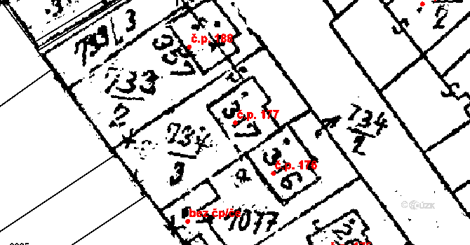 Prosiměřice 177 na parcele st. 317 v KÚ Prosiměřice, Katastrální mapa