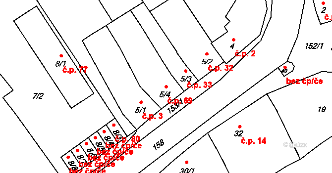 Přerov X-Popovice 69, Přerov na parcele st. 5/4 v KÚ Popovice u Přerova, Katastrální mapa