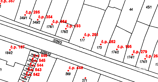 Tovačov I-Město 261, Tovačov na parcele st. 177 v KÚ Tovačov, Katastrální mapa