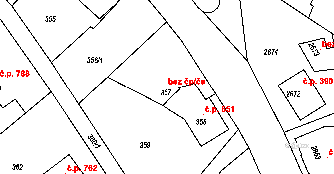 Štramberk 115800565 na parcele st. 357 v KÚ Štramberk, Katastrální mapa