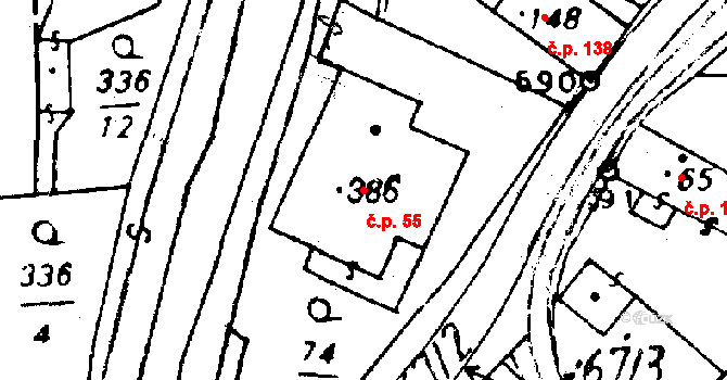 Osek 55 na parcele st. 386 v KÚ Osek u Rokycan, Katastrální mapa