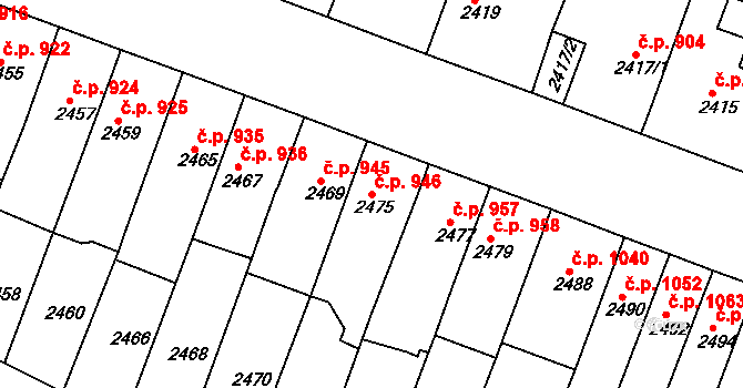 Slavkov u Brna 946 na parcele st. 2475 v KÚ Slavkov u Brna, Katastrální mapa