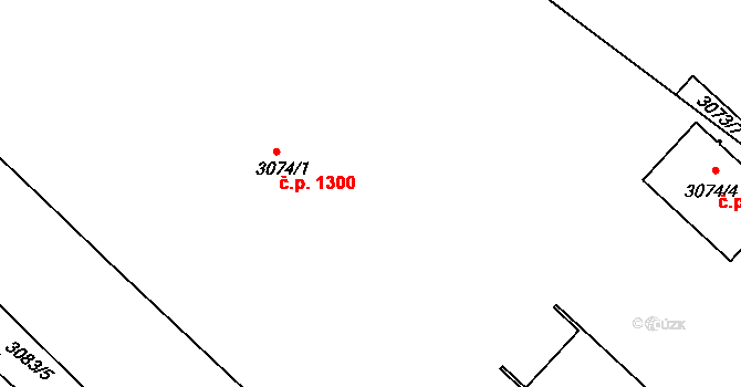 Tachov 1300 na parcele st. 3074/1 v KÚ Tachov, Katastrální mapa