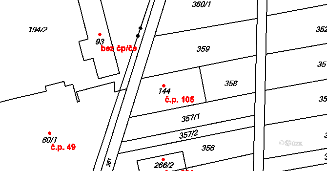 Bystročice 105 na parcele st. 144 v KÚ Bystročice, Katastrální mapa