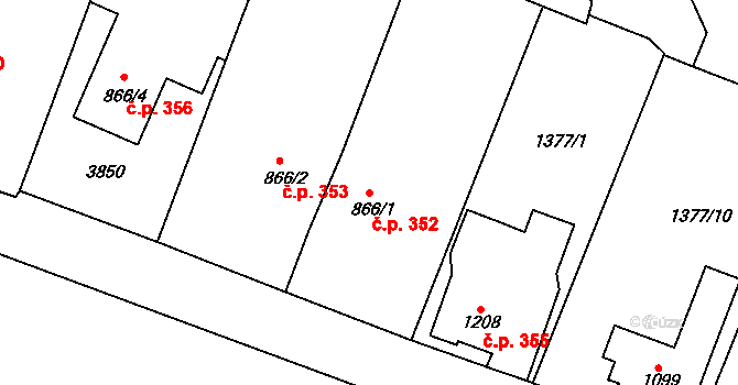 Cvikov I 352, Cvikov na parcele st. 866/1 v KÚ Cvikov, Katastrální mapa