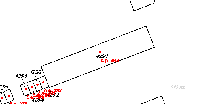 Štětí 493 na parcele st. 425/1 v KÚ Štětí I, Katastrální mapa