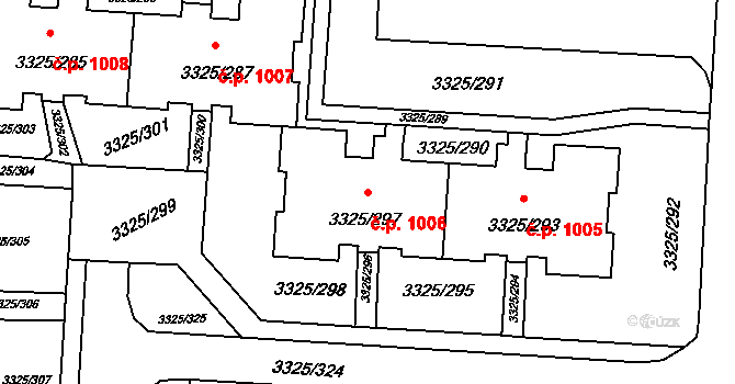 Lutyně 1006, Orlová na parcele st. 3325/297 v KÚ Horní Lutyně, Katastrální mapa
