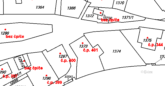 Žamberk 401 na parcele st. 1373 v KÚ Žamberk, Katastrální mapa