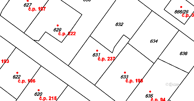 Dolní Marklovice 237, Petrovice u Karviné na parcele st. 631 v KÚ Dolní Marklovice, Katastrální mapa