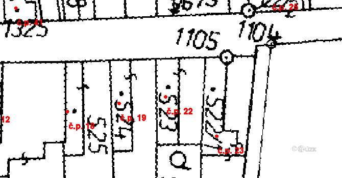 Byšičky 22, Lysá nad Labem na parcele st. 523 v KÚ Lysá nad Labem, Katastrální mapa