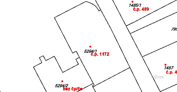 Chrudim IV 1172, Chrudim na parcele st. 5294/1 v KÚ Chrudim, Katastrální mapa