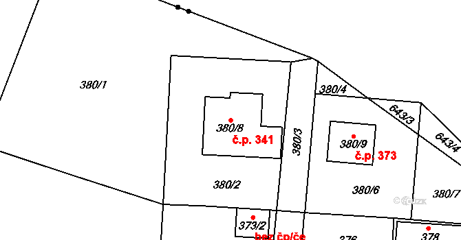 Děčín XXXII-Boletice nad Labem 341, Děčín na parcele st. 380/8 v KÚ Boletice nad Labem, Katastrální mapa