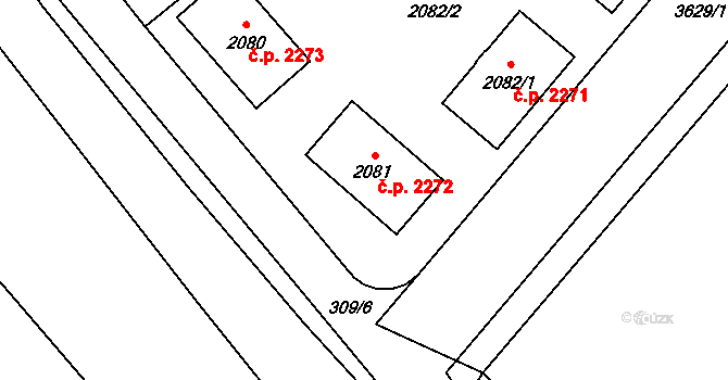 Břeclav 2272 na parcele st. 2081 v KÚ Břeclav, Katastrální mapa