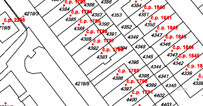 Řečkovice 1788, Brno na parcele st. 4393 v KÚ Řečkovice, Katastrální mapa