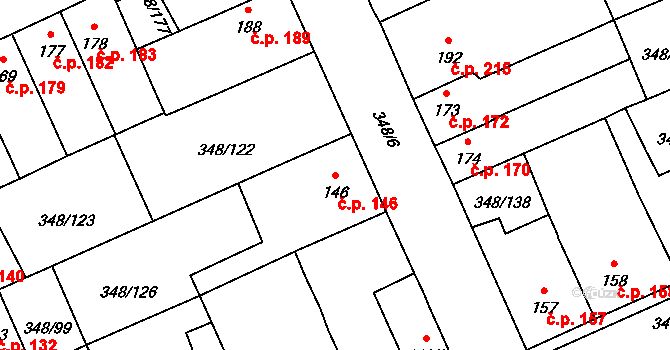 Černčice 146 na parcele st. 146 v KÚ Černčice u Loun, Katastrální mapa