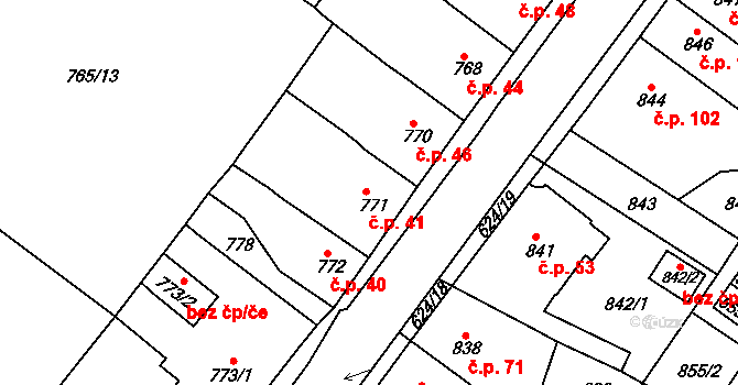 Sobědruhy 41, Teplice na parcele st. 771 v KÚ Sobědruhy, Katastrální mapa
