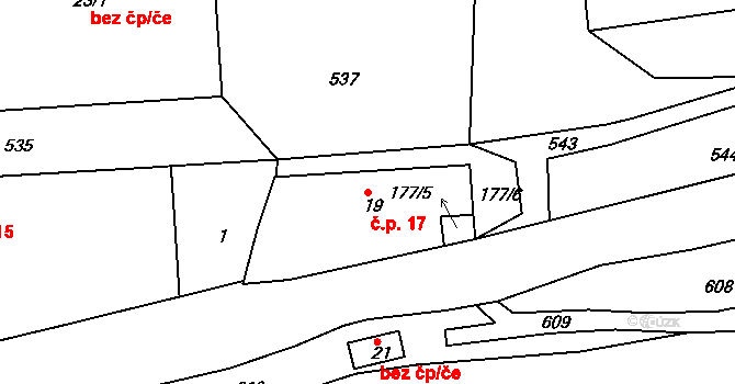 Zahorčičky 17, Hradiště na parcele st. 19 v KÚ Zahorčičky, Katastrální mapa