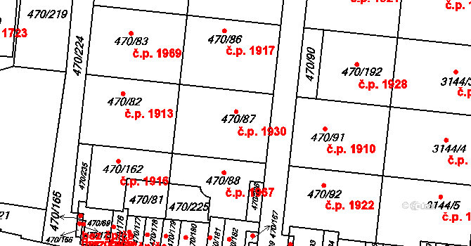 Krč 1930, Praha na parcele st. 470/87 v KÚ Krč, Katastrální mapa