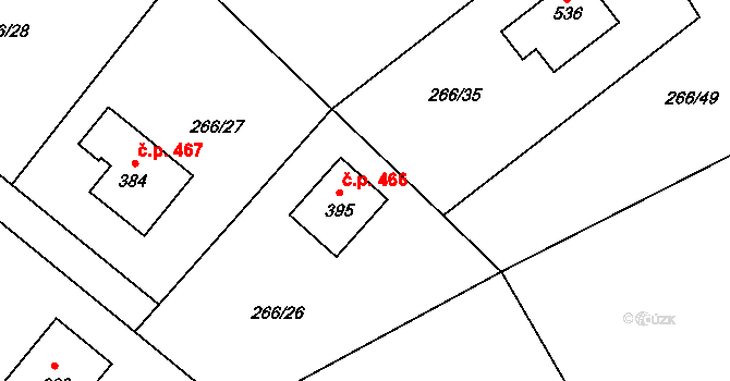 Lubina 466, Kopřivnice na parcele st. 395 v KÚ Drnholec nad Lubinou, Katastrální mapa