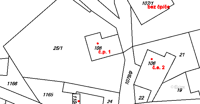 Blankartice 1, Heřmanov na parcele st. 108 v KÚ Blankartice, Katastrální mapa